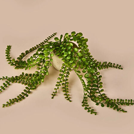 Sarkan Saksılı Yapay Çiçek - Gri / Yeşil - 13 cm