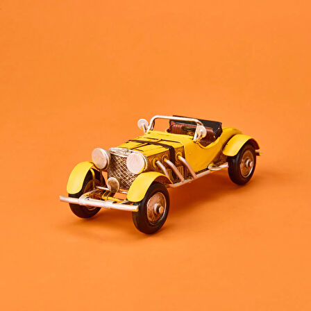 Home Dekoratif Metal Araba - Sarı - 16 cm
