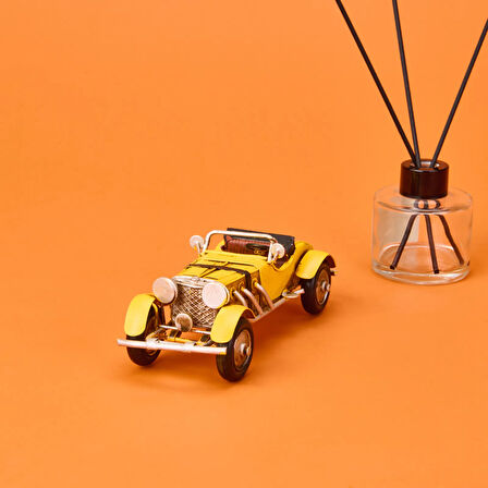 Home Dekoratif Metal Araba - Sarı - 16 cm