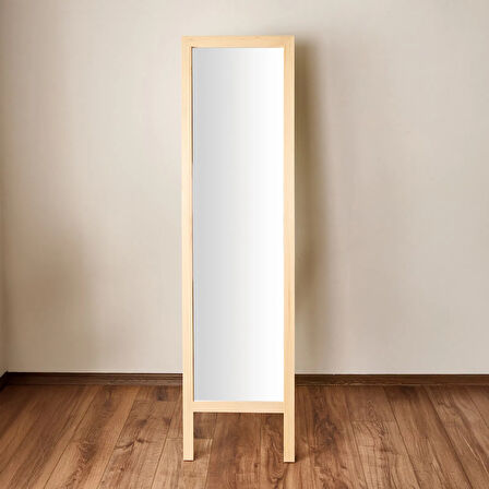 Deco Ahşap Boy Aynası - Bej - 160x45 cm