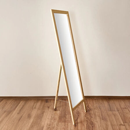 Deco Ahşap Boy Aynası - Bej - 160x45 cm