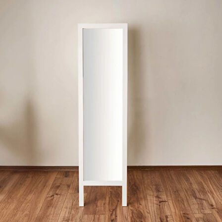 Deco Ahşap Boy Aynası - Beyaz - 160x45 cm