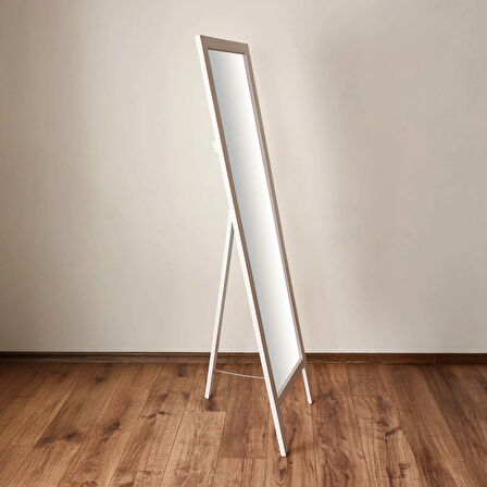 Deco Ahşap Boy Aynası - Beyaz - 160x45 cm