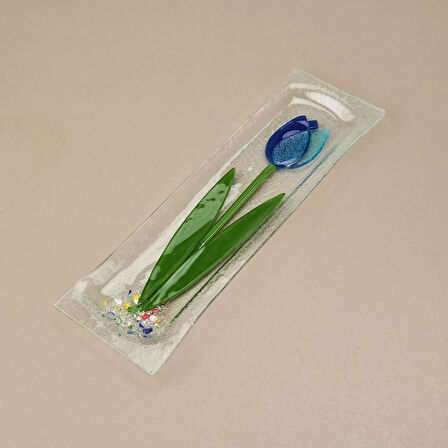 Deco Lale Cam Tabak - Mavi - 28x8 cm