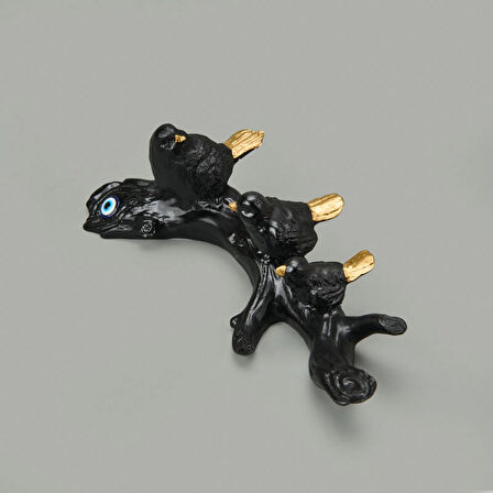 Deco Birds Dekor - Siyah / Gold - 8x24 cm