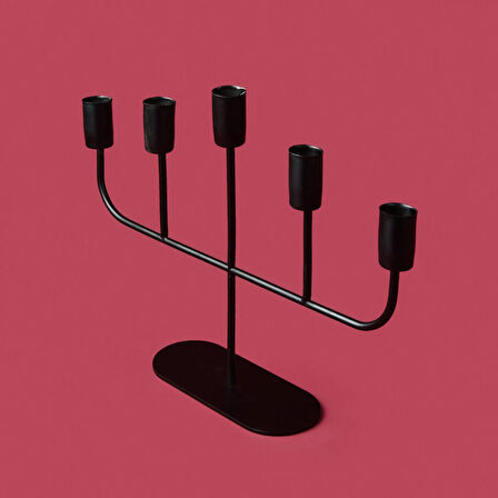 Deco Lucetta Şamdan - Siyah - 23 cm