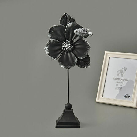 Deco Fiore Dekor - Siyah / Gümüş - 32 cm