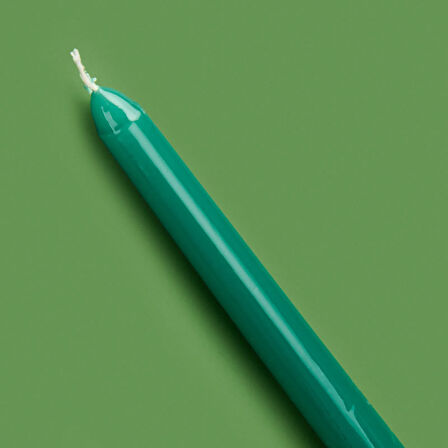 4'lü Düz Şamdan Mumu - Yeşil - 25 cm