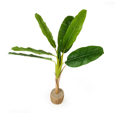 Hasır Efekt Saksıda Muz Ağacı - Renkli - 130 cm