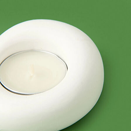 Deco Taş Mumluk - Beyaz - 5 cm