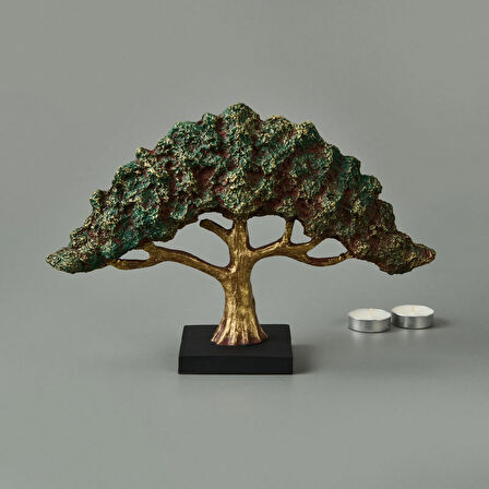 Deco Bonsai Dekor - Yeşil / Kahverengi - 22 cm