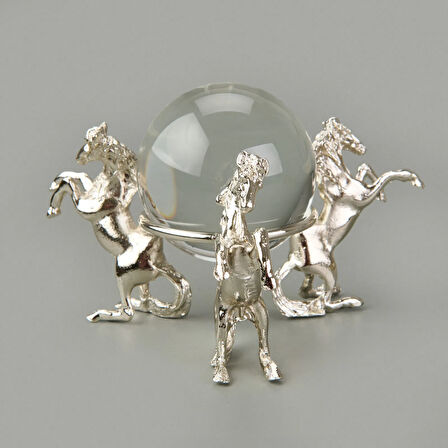 Deco Atlı Cam Top Dekor - Silver - 11 cm