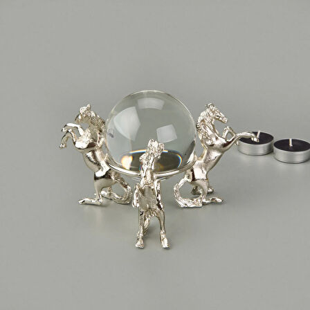 Deco Atlı Cam Top Dekor - Silver - 11 cm