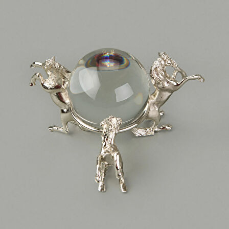 Deco Atlı Cam Top Dekor - Silver - 11 cm