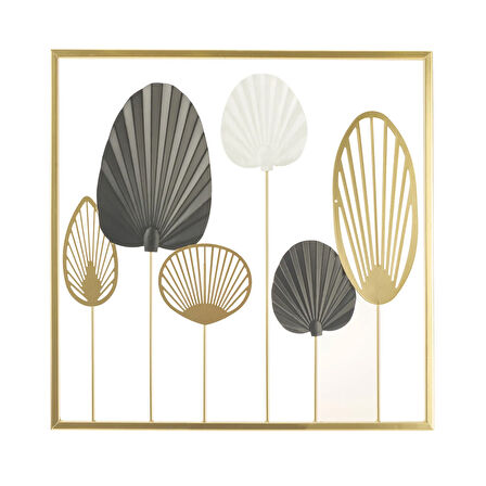 Deco Yelpaze Metal Tablo - Altın / Siyah - 45 cm