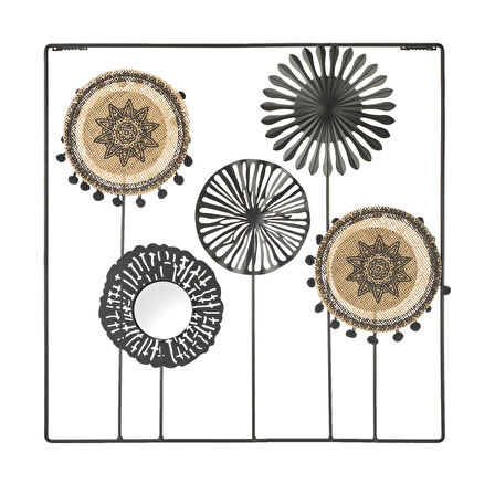 Deco Etnik Metal Tablo - Siyah / Kahverengi - 45 cm