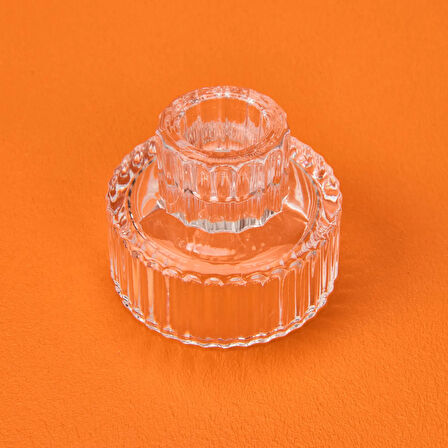 Cam Çizgili Mumluk - Şeffaf - 5x6 cm