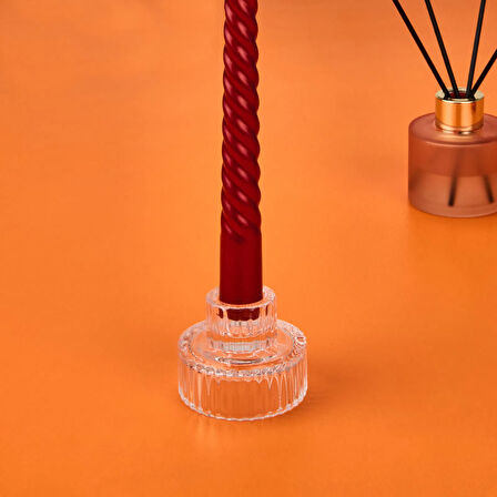 Cam Çizgili Mumluk - Şeffaf - 5x6 cm