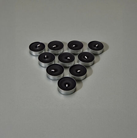 10'lu Tealight Mum - Siyah - 3,8 cm