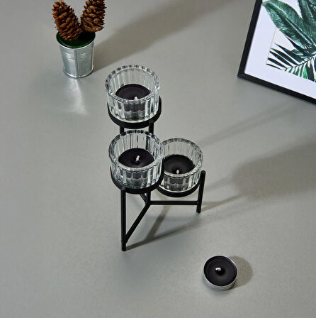 10'lu Tealight Mum - Siyah - 3,8 cm