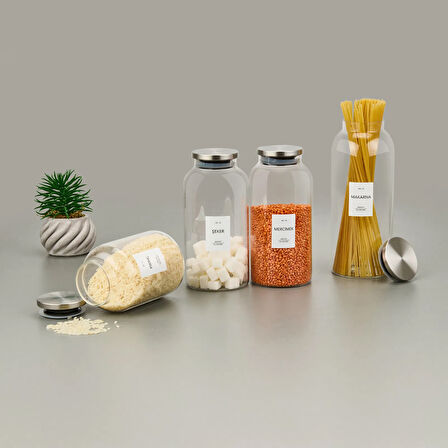 Atölye Model Şeker 20'li Kavanoz Etiketi - Beyaz / Siyah