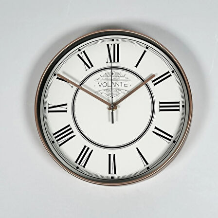 Elegant Duvar Saati - Bronz / Beyaz - 30 cm