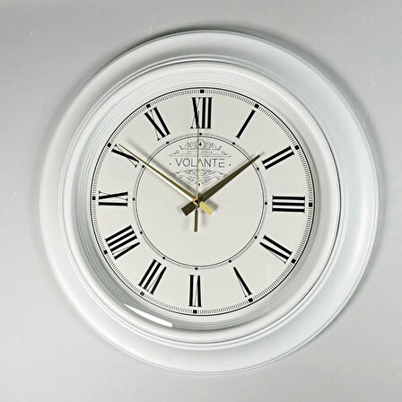 Rustik Duvar Saati - Beyaz - 45 cm