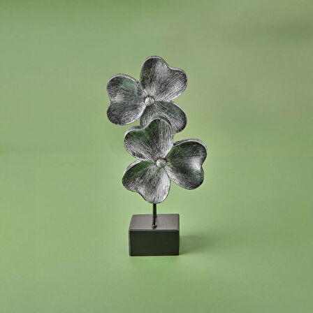 Deco Yonca Dekor - Gümüş / Siyah - 30 cm