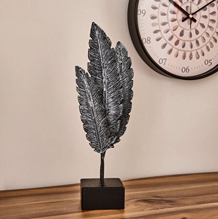 Deco Tüy Dekor - Gümüş / Siyah - 38 cm