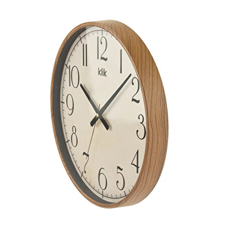 Simplex Ahşap Görünümlü Duvar Saati - Ceviz - 38 cm