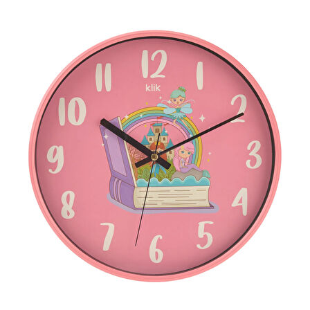 Slim Masal Çocuk Odası Duvar Saati - Pembe - 30 cm