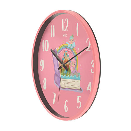Slim Masal Çocuk Odası Duvar Saati - Pembe - 30 cm