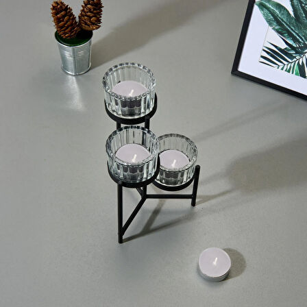 25'li Tealight Mum - Gri - 3,8 cm