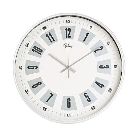 Dekoratif Beyaz Kadran Duvar Saati - Gri - 29 cm