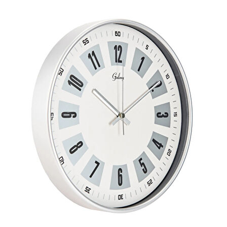 Dekoratif Beyaz Kadran Duvar Saati - Gri - 29 cm