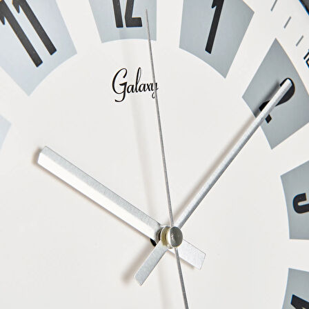 Dekoratif Beyaz Kadran Duvar Saati - Gri - 29 cm