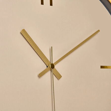 Dekoratif Krem Kadran Çizgi Rakam Duvar Saati - Altın - 29 cm