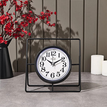 Metal Dikdörtgen Yuvarlak Masa Saati - 24 cm