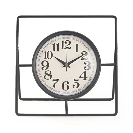 Metal Dikdörtgen Yuvarlak Masa Saati - 24 cm