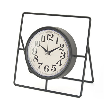 Metal Dikdörtgen Yuvarlak Masa Saati - 24 cm