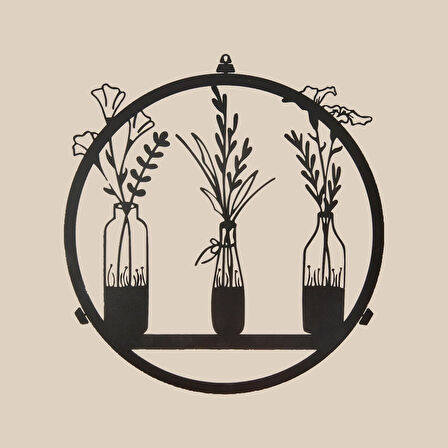 Deco Flower Metal Tablo - Siyah - 40x40 cm