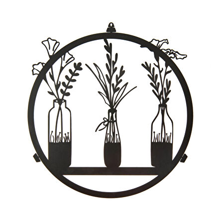 Deco Flower Metal Tablo - Siyah - 40x40 cm