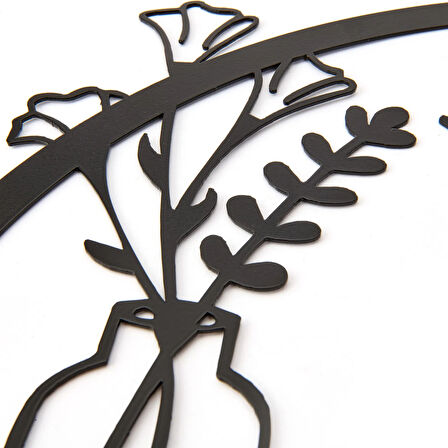 Deco Flower Metal Tablo - Siyah - 40x40 cm