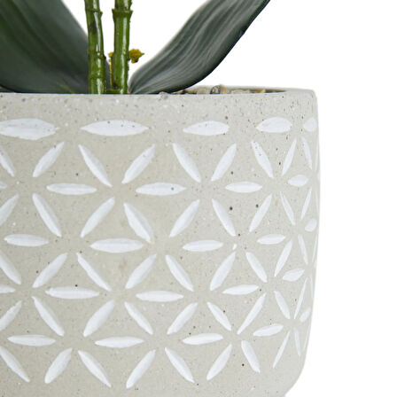 Beton Saksıda Real Touch Orkide - Pembe - 12x35 cm