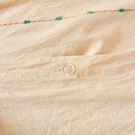 Soft Elias İpliği Boyalı Çift Kişilik Nevresim Takımı - Ekru