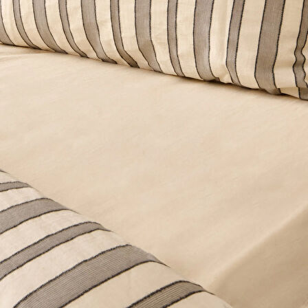 Soft Rene İpliği Boyalı Çift Kişilik Nevresim Takımı - Beyaz / Antrasit