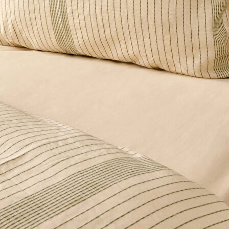 Soft Ciro İpliği Boyalı Çift Kişilik Nevresim Takımı - Yeşil