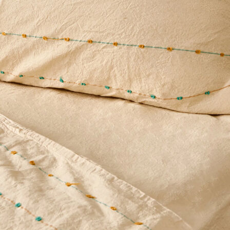 Soft Elias İpliği Boyalı Tek Kişilik Nevresim Takımı - Ekru