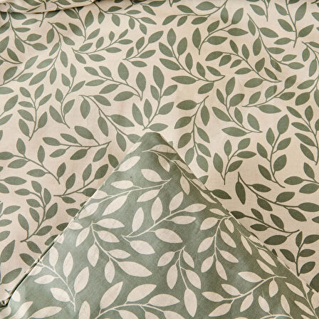 Soft Sylvara Tek Kişilik Nevresim Takımı - Ekru / Yeşil