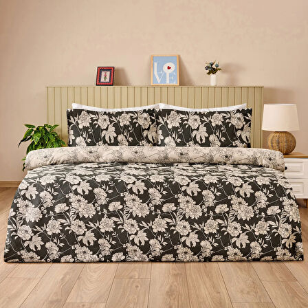 Soft Blanora Pamuk Saten Çift Kişilik Nevresim Takımı - Antrasit